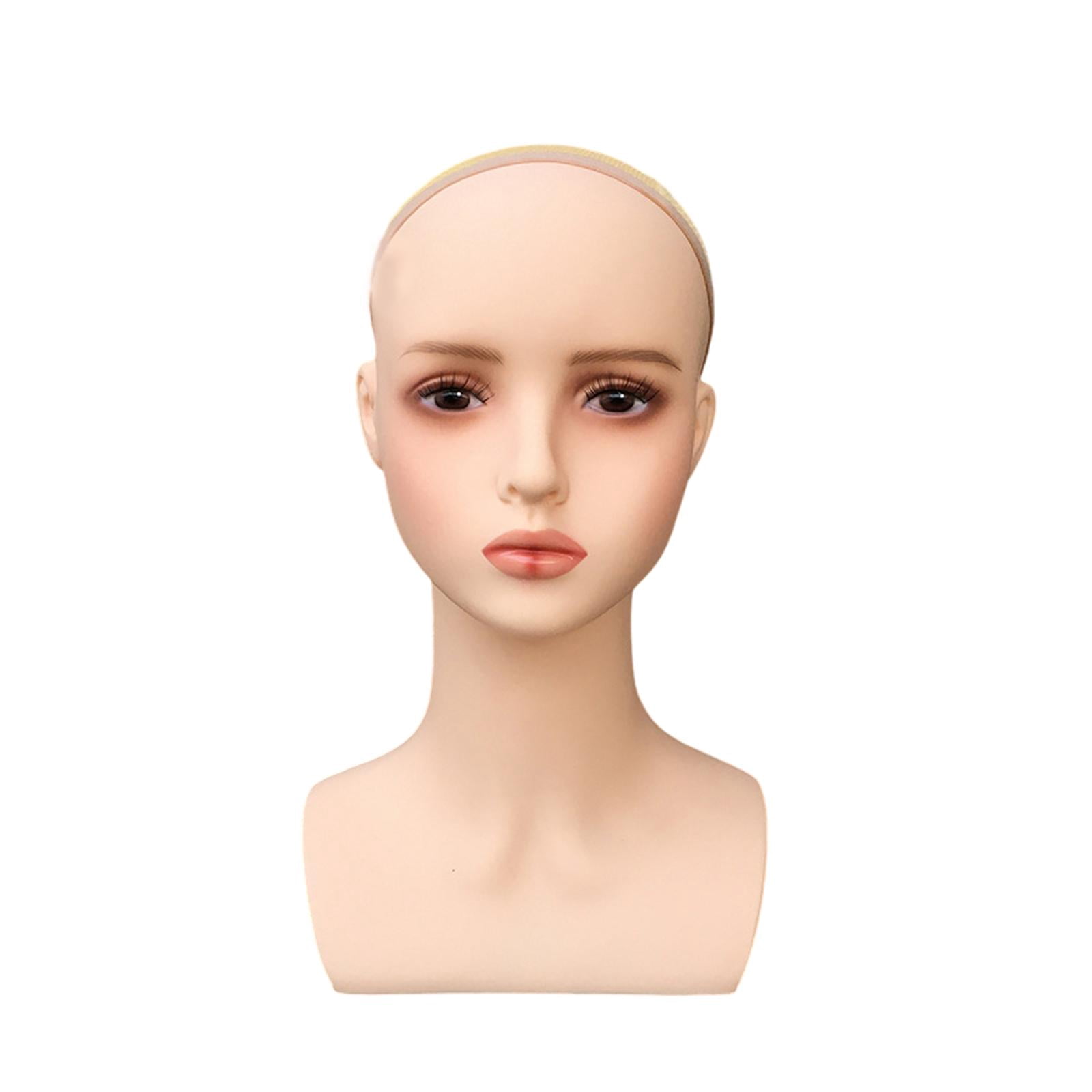 Serenable Cosmetology Doll Head Mannequin Head for Necklace Making Styling Training Head Display for Cap Making and Display Light red lips
