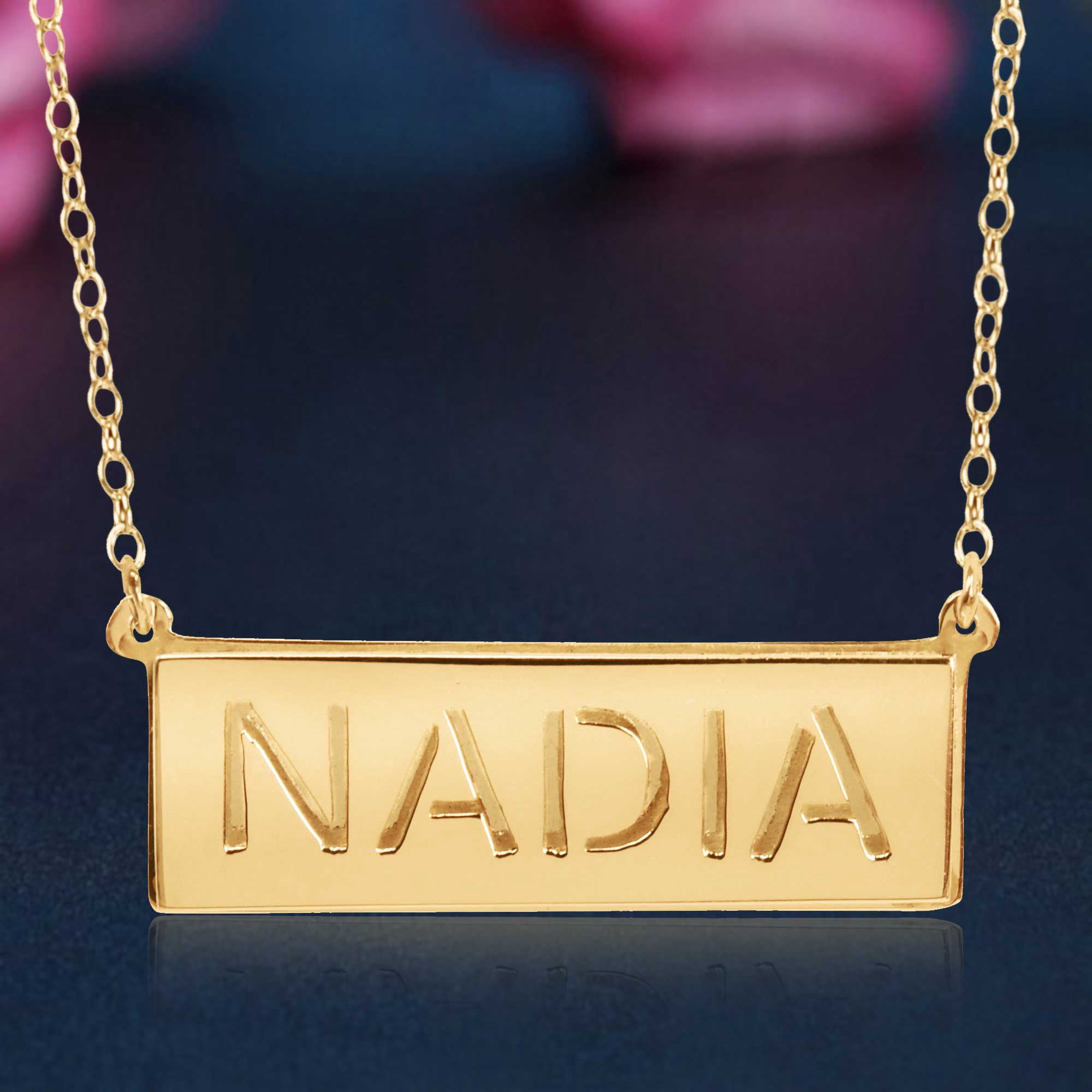 Personalized 3D Double Bar Name Necklace in 14K Gold-Plated Sterling Silver
