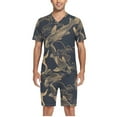 thumbnail image 5 of joogoo Men's Pajama Set Artistic Fish V-Neck Pj Shorts Set 2 Piece Loungewear Sleepwear XL, 5 of 7