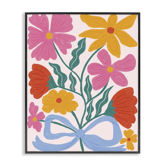 Stupell Industries Mid Century Fresh Florals Black Framed Giclee Art, design by Lisa Barlow