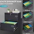 thumbnail image 2 of Office Black Metal Filing Cabinet with Widened Drawers One Word Handle Stylish Design, 2 of 6