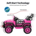 thumbnail image 6 of Hikiddo 2-Seater Ride on Car Truck, 24V 4WD Ride on Toy Electric Car for Kids Boys w/Remote, Bluetooth - Pink, 6 of 10