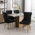 thumbnail image 2 of 2 Pcs Modern Velvet Chair with Stainless Steel Plating Legs and Ring-Pull, Wood Upholstered Wing-Back Chair with Nail Head Trim for Office Living Room Bedroom, Black and Gold, 2 of 8