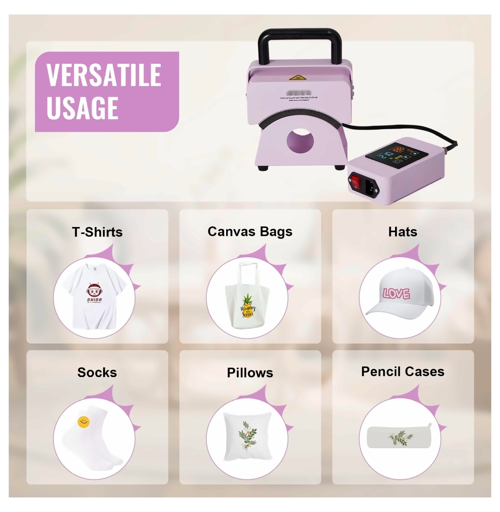 Hat Press Machine Mini for Caps 5.9x3.15 inch - Portable Heat Press for Hat DIY Crafts - Curved Ceramic Plate, Adjustable Temp, Silicone Pad