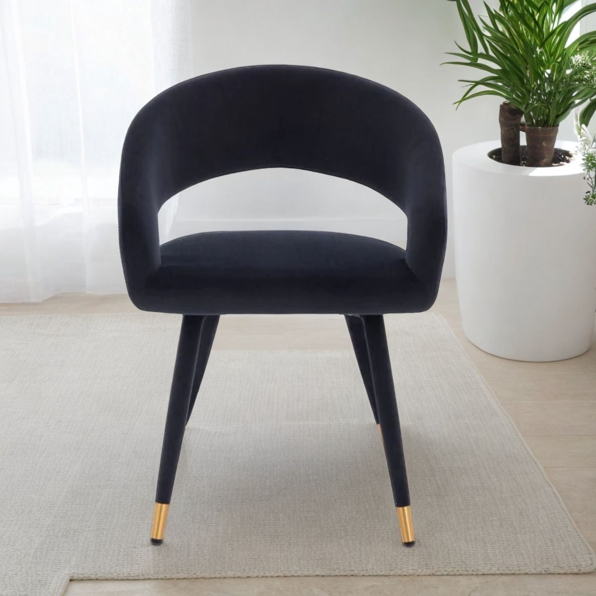 Chaise de salle à manger Darius en velours noir LOT DE 2
