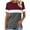 Wine, variant on Tops for Women Plus Size under $5 Round Neck Short Sleeve Striped Printed Casual T-shirt Green L