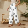 thumbnail image 4 of WTOBBY Women's Summer Floral Print Cotton Linen Loose Casual Elastic Tie Waist Ankle Pants with Pockets, Flowy and Comfortable for Daily Use,White M, 4 of 4