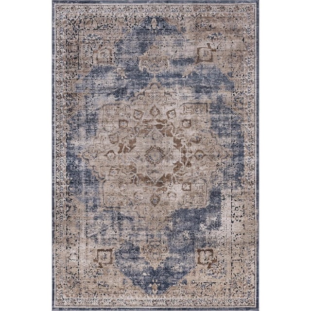 Unique Loom Chateau Médaillon Tapis Rustique 10' x 14' 5 Rectangle Beige/bleu Clair