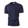 thumbnail image 4 of Men's T-Shirt Pocket Short Sleeve Shirts Running Athletic Workout Active Sun Protection Quick Dry Big and Tall Size S-3XL Navy, 4 of 8