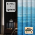 thumbnail image 3 of Blue Summer Ocean Blackout Curtains for Bedroom/Living Room, Pinch Pleated Black Out Curtains, Modern Abstract Coastal Wave Room Darkening Window Drapes with Hooks 2 Panels, 59"x70", 3 of 8