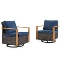 thumbnail image 2 of Unnifurnzi Outdoor Swivel Rocker Patio Chairs Set of 2-All Weather Wicker Swivel Patio Chairs Outdoor Chairs for Deck Porch Poolside Balcony-Brown/Blue, 2 of 7