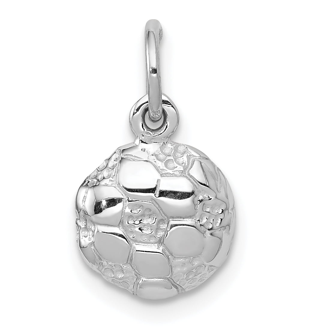 Sports Charms 14k White Gold Textured Soccer Ball Pendant Necklace 