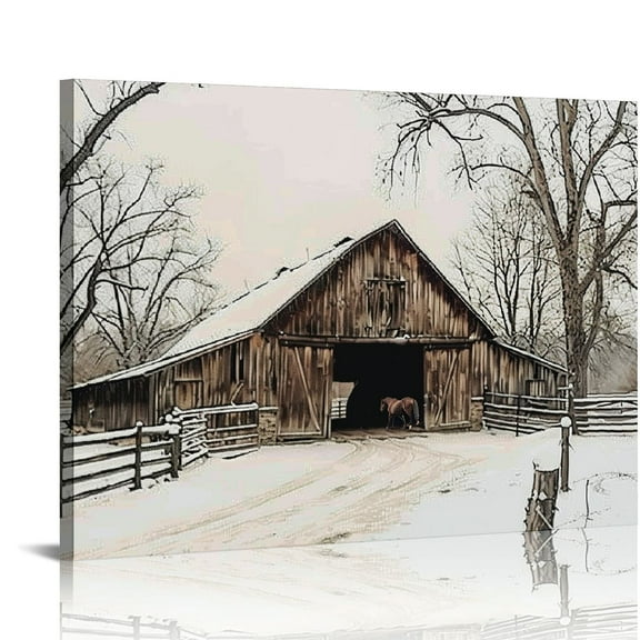 COMIO Old Barn Paintings Canvas Wall Art Farmhouse Barn Pictures Rustic House Painting Old House Wall Art Country Style Poster Rustic Barn Pictures Modern Farmhouse Artwork for Living Room