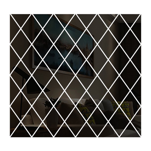 Calcomanías de pared Adhesivo de pared Espejo de diamante Diseño reflectante DIY Familia