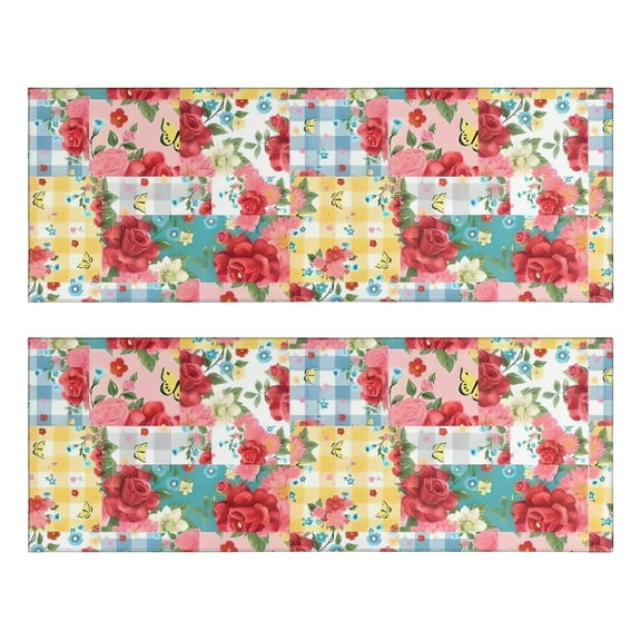 Kitchen Rugs Sets Of 2,Pioneer Flower Floral Print Pattern Anti Fatigue Kitchen Mat Rugs Non Slip Washable,Decorative Kitchen Floor Mats for Kitchen,Sink,Laundry,17"X47"