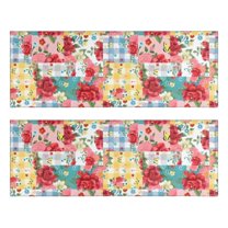 Kitchen Rugs Sets Of 2,Pioneer Flower Floral Print Pattern Anti Fatigue Kitchen Mat Rugs Non Slip Washable,Decorative Kitchen Floor Mats for Kitchen,Sink,Laundry,17"X47"