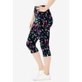 thumbnail image 2 of Woman Within Plus Size Stretch-Cotton Knit Pull-On Printed Capri Leggings, 2 of 3