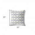 thumbnail image 4 of 20" X 20" White Blue Gray Lotus Floral Blown Seam Suede Throw Pillow, 4 of 5