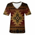 thumbnail image 4 of TQWQT Womens T Shirts Loose Fit Western Tribal Ethnic Shirt Aztec Print Casual V-Neck Tops Vintage Graphics Blouse Tunic,Green XXL, 4 of 5
