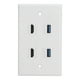 thumbnail image 2 of Enchufe de pared, 2 interfaces multimedia HD+2 placas de pared de EE. UU. Placa de pared de audio y vídeo diseñada para profesionales, 2 of 14
