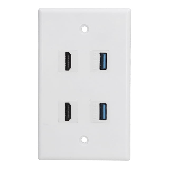 US Wall Panel,2 HD Multimedia Interface+2 US Wall Plate Wall Outlet Next-Gen Design