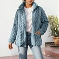 thumbnail image 2 of Bibifish Womens Jackets Cable Knit Fuzzy Full Zip Up Stand Collar Jackets Side Pocket Warm Soft Oversized Fit Casual Outings Trendy Jackets, 2 of 5