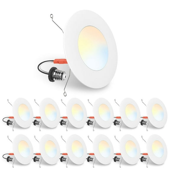 ALUSSO 6 Inch Flat LED Recessed Lighting Can Lights, 2700K/3000K/4000K/5000K/6500K 5CCT, 12W 1100LM Dimmable, 12 Pack