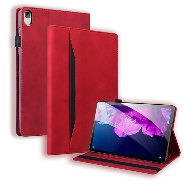 Pour Lenovo P11 Étui en Cuir de Luxe à Rabat pour Funda Lenovo Tab P11 To-J606F L Étui pour Tablette pour Lenovo Xiaoxin Pad P11 Plus Rouge Tab P11 To-J606F L