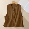thumbnail image 2 of Trendy Tops For Women 2025 Sevevn Womens Linen Vest Tops Casual Button Down Sleeveless Blazer Spring Jackets Summer Tops For Women, 2 of 9