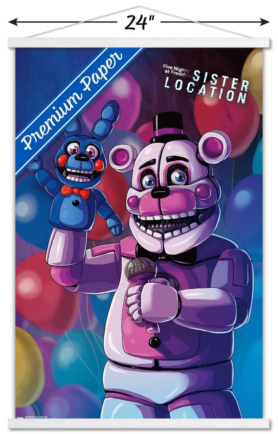 Five Nights at Freddy's: Sister Location - Funtime Freddy Wall Poster, 22.375" x 34" Framed