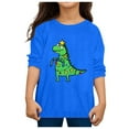 thumbnail image 4 of CUZIBR Boys Long Sleeve T Shirt Autumn Christmas Printed Casual Loose T Shirt Soft Dailywear For Toddler,Dark Blue,7-8 Years, 4 of 4