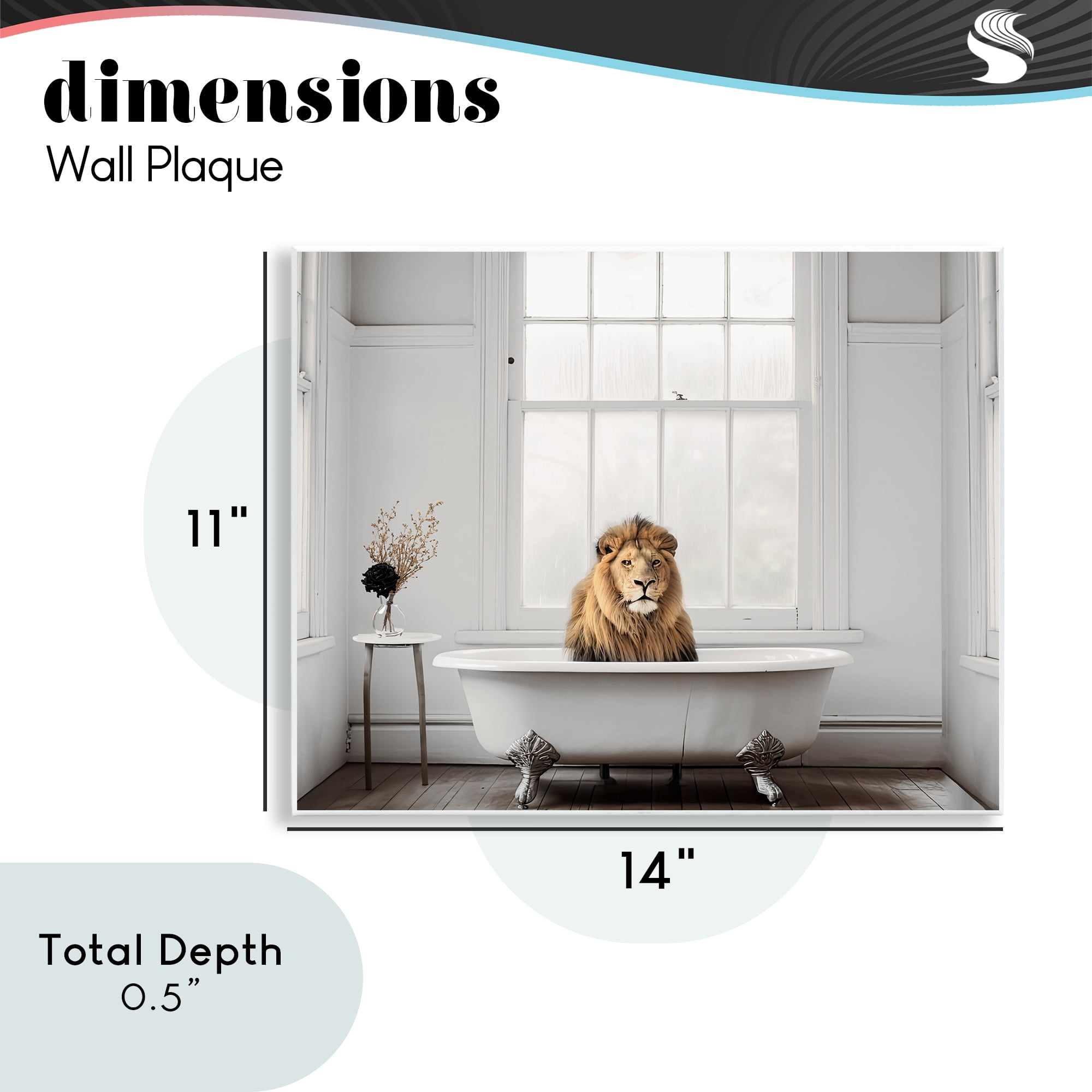 Minimalist Lion Bathtime Wall Plaque Art, design by Sasha