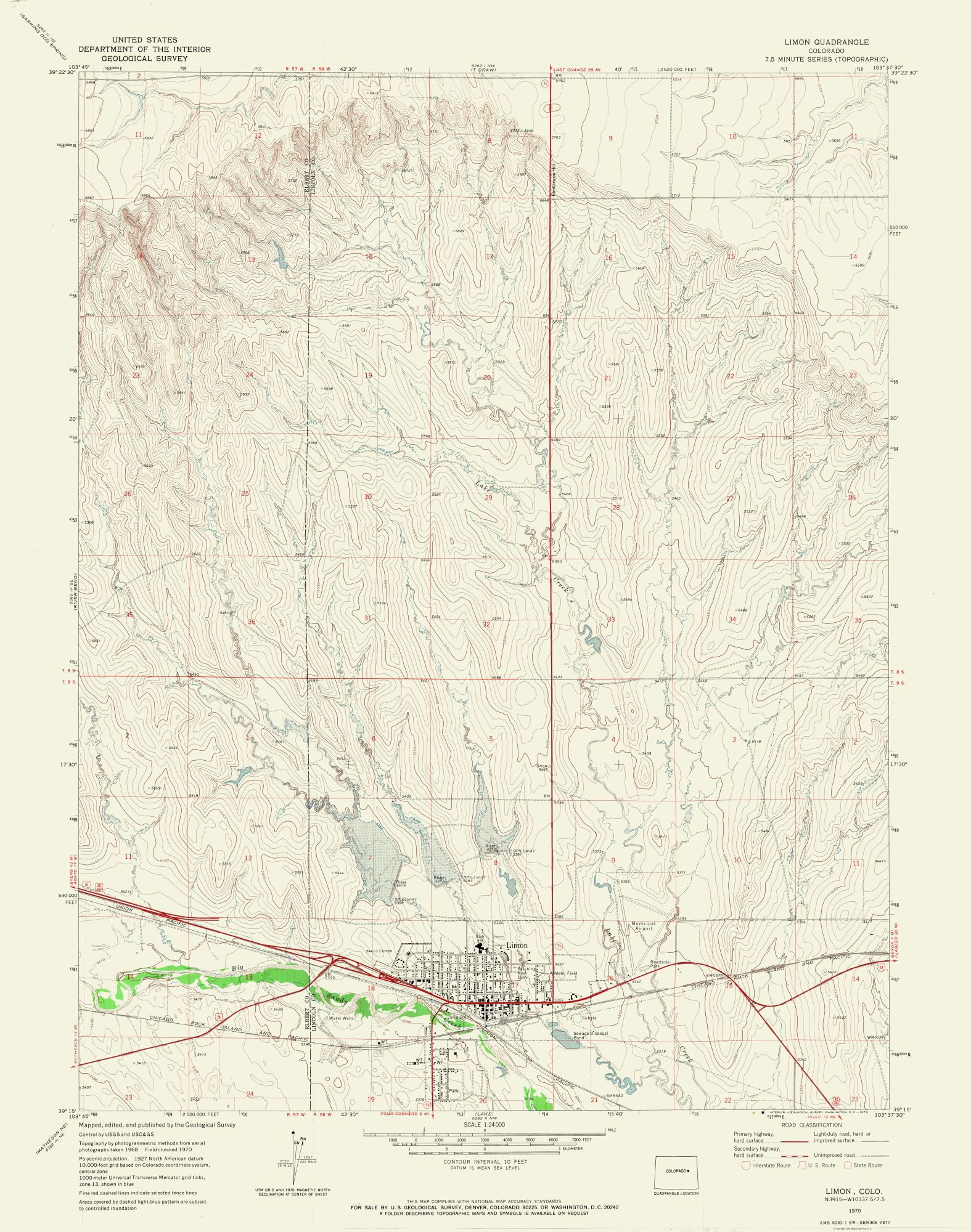 Limon Colorado Quad USGS 1970 23 x 29.21
