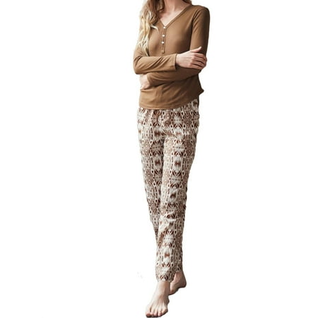 

Casual V neck Pant Sets Long Sleeve Multicolor Womens Pajama Sets (Women s)