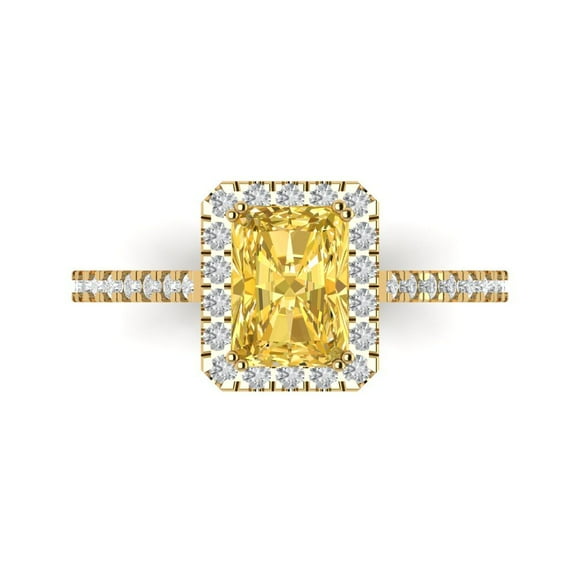 Solitaire with Accents Engagement Ring for Women - 1.86ct Natural Citrine in 18K Yellow Gold Promise Ring