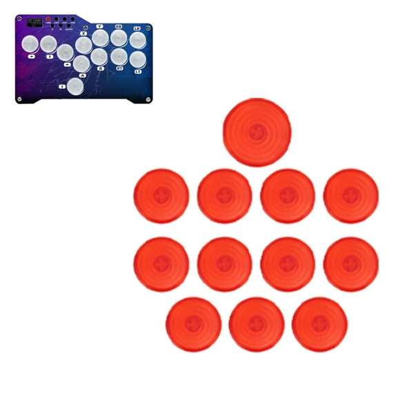 12pcs Arcade Button Covers For Cherry, Kailh, Akko, Glorious Switches, 20.2mm 25.3mm With Injection Molded Transparent Design