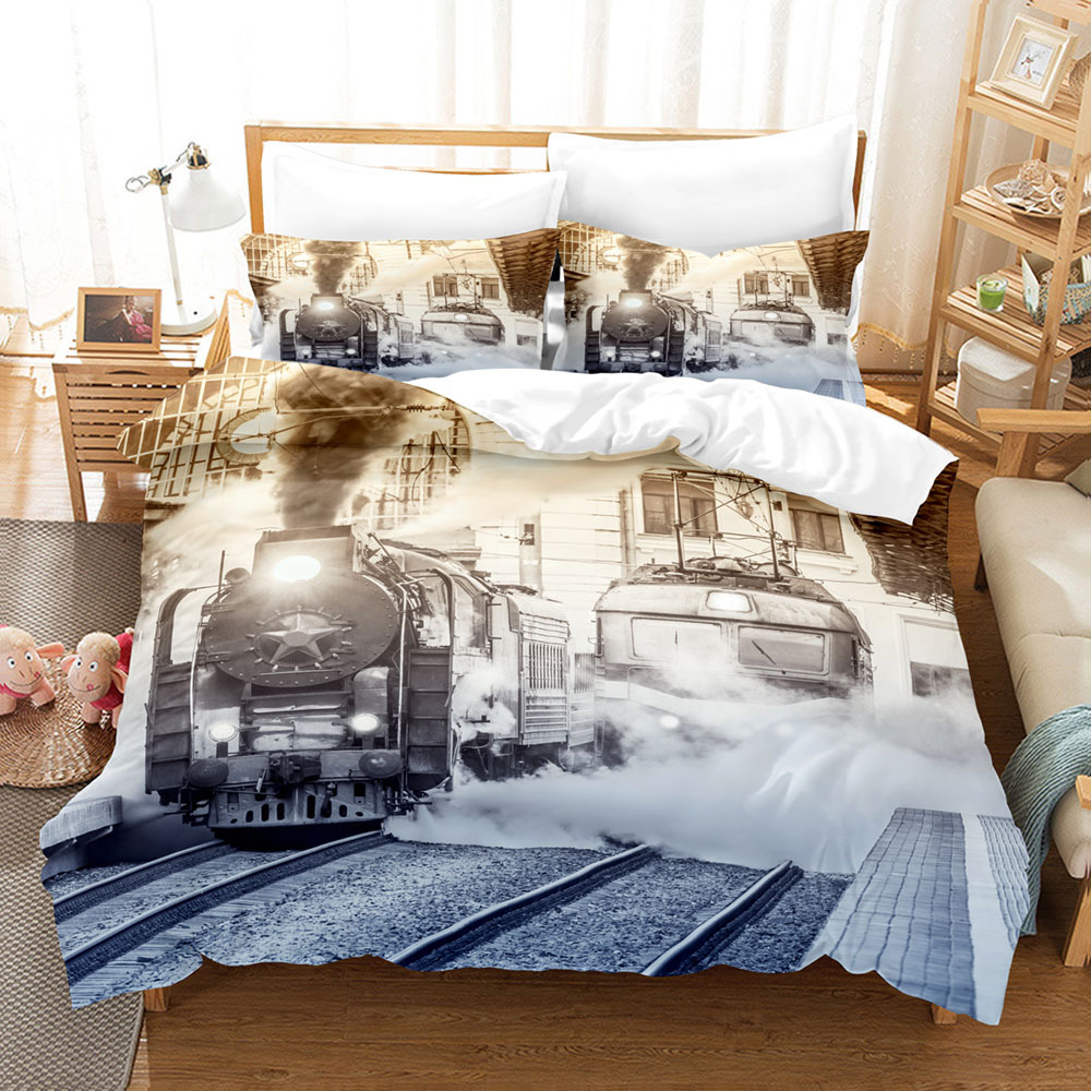 Train Bedding Cover Set Soft Home Textiles Bedroom Decor Luxury Duvet