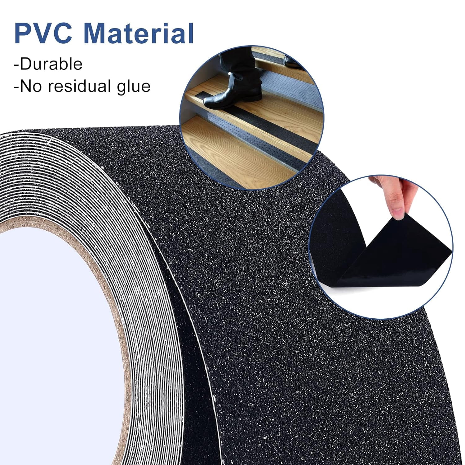 Grip Tape 3 Inch x 33 Ft, Heavy Duty Anti Slip Tape for Stairs, Strong Friction Non Skid Tape with Emery, Waterproof Grip Tape for Indoor, Outdoor, Step Treads, Black