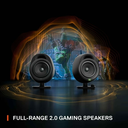 SteelSeries - Arena 3 Bluetooth Gaming Speakers with Polished 4" Drivers (2-Piece) - Black