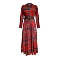 thumbnail image 2 of TaTaai Women‘s Plaid Belted Shirt Dress, Long Sleeve Collared Button Down Midi Dress with Pockets, Flattering A-Line Tunic Coat Dress for Fall Gift, 2 of 4