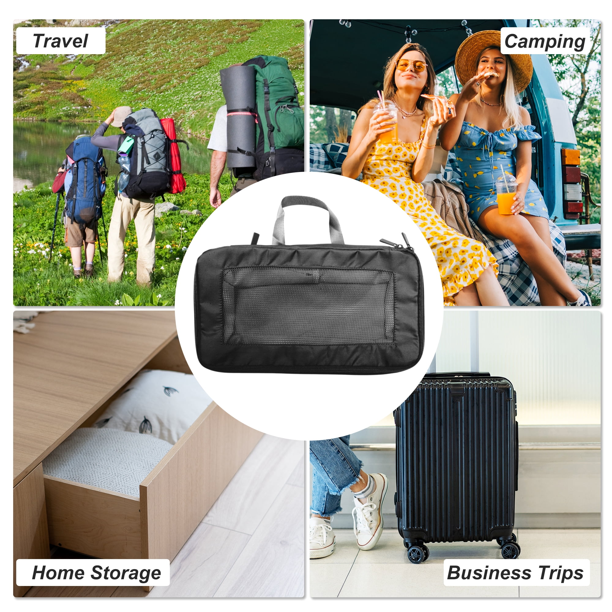 Unique Bargains Portable Packing Cube 1pc Organizer Black 13.39"x4.72"x7.48"
