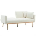 thumbnail image 3 of Velvet Sofa ,Iconic Design Modern Accent sofa ,Loveseat Sofa with Metal Tapered Legs,Noise Free,White Teddy, 3 of 7