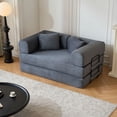 thumbnail image 3 of S-HOME Multi-Functional 59 Inch Convertible Sleeper Sofa Bed With Cylindrical Pillow Corduroy Folding Mattress  Fixed Frame For Living Room, Gray, 3 of 17
