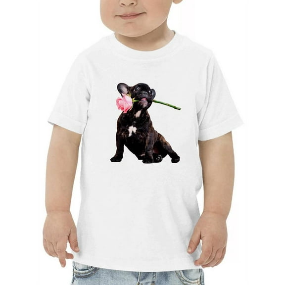 French Bulldog With Flower T-Shirt Toddler -SPIdeals Designs,  4 Toddler