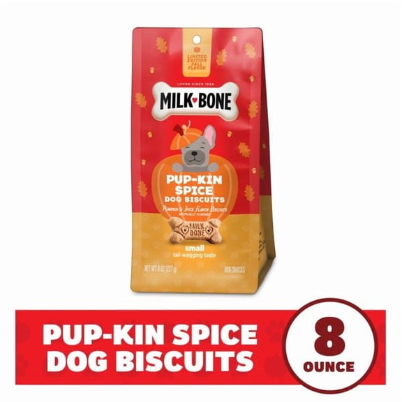 Milk-Bone Pup-kin Spice Dog Biscuits, Small Artificial Pumpkin & Spice Flavor Biscuits, 8 oz. Bag