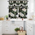 thumbnail image 3 of Summer Flower Kitchen Curtains Valances 3 Piece Set, White Floral Plant Vintage Rod Pocket Tier Curtain and Valance Drapes for Small Window 36 Inch Length for Bedroom Cafe, 3 of 9