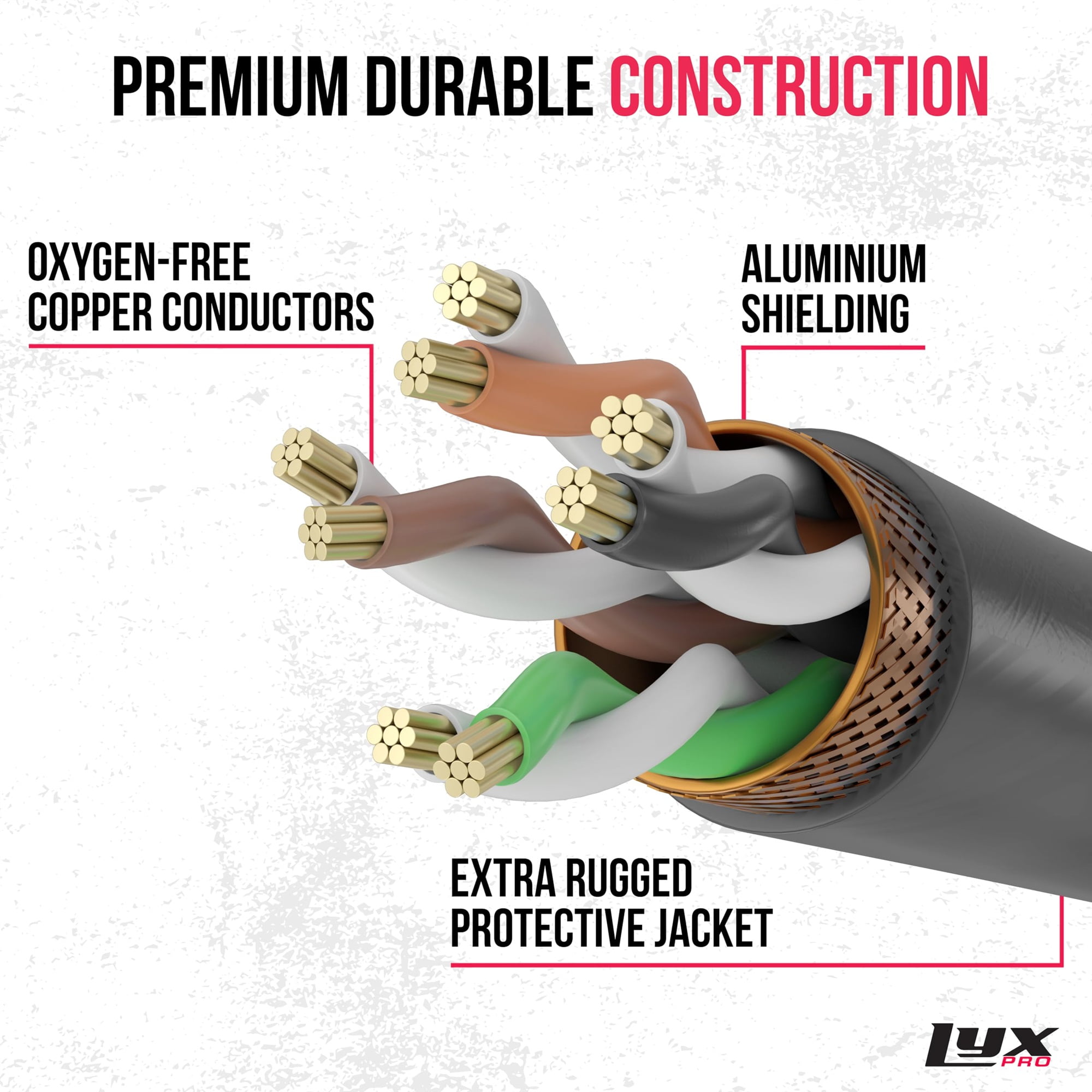 LyxPro 6 Feet Shielded CAT6 Ethercon Cable, Male to Male, Pro Audio & Lighting RJ45 Cable - Black