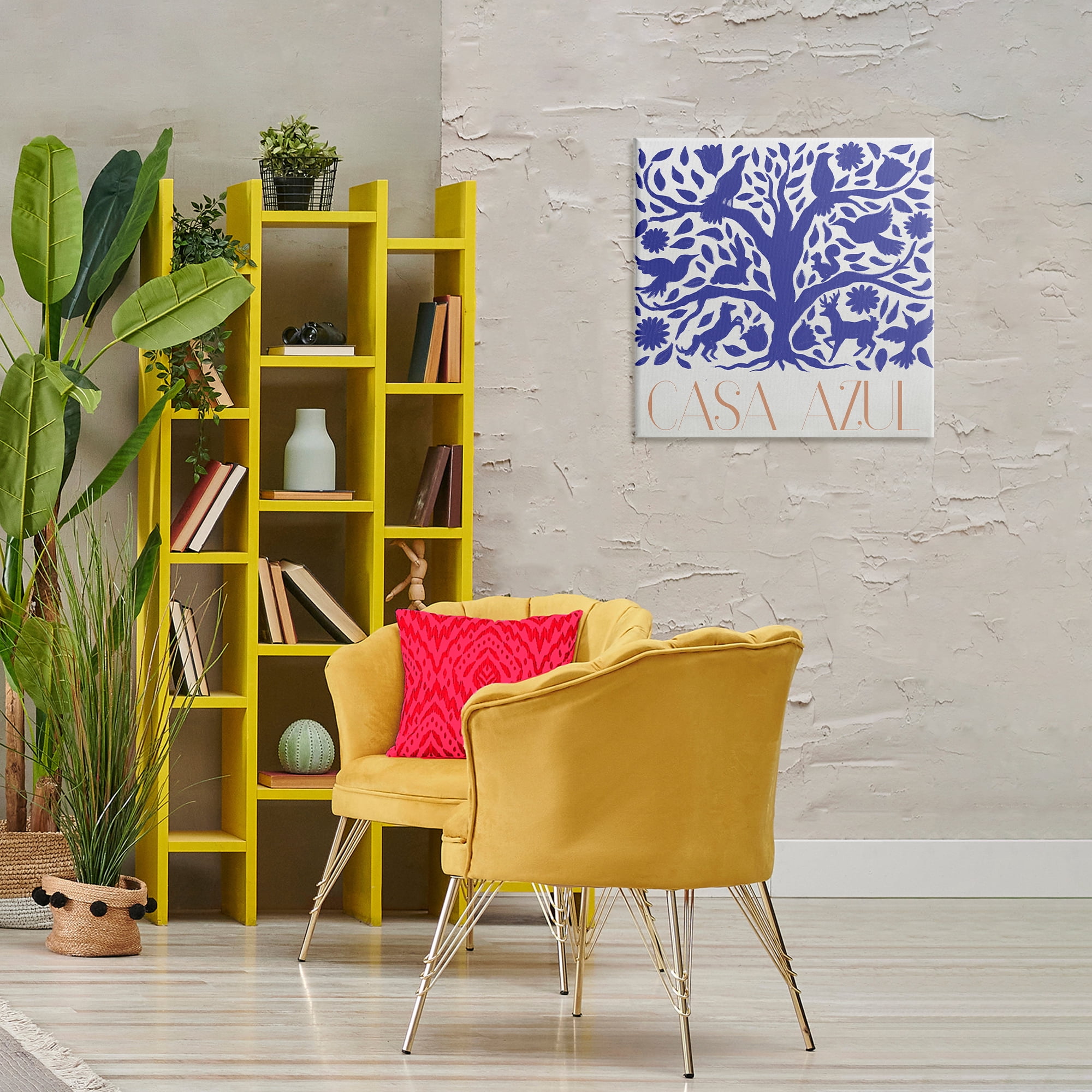 Stupell Industries Casa Azul Árbol y Animales Animals Painting Wrapped Canvas Art Print Wall Art, 24 x 24