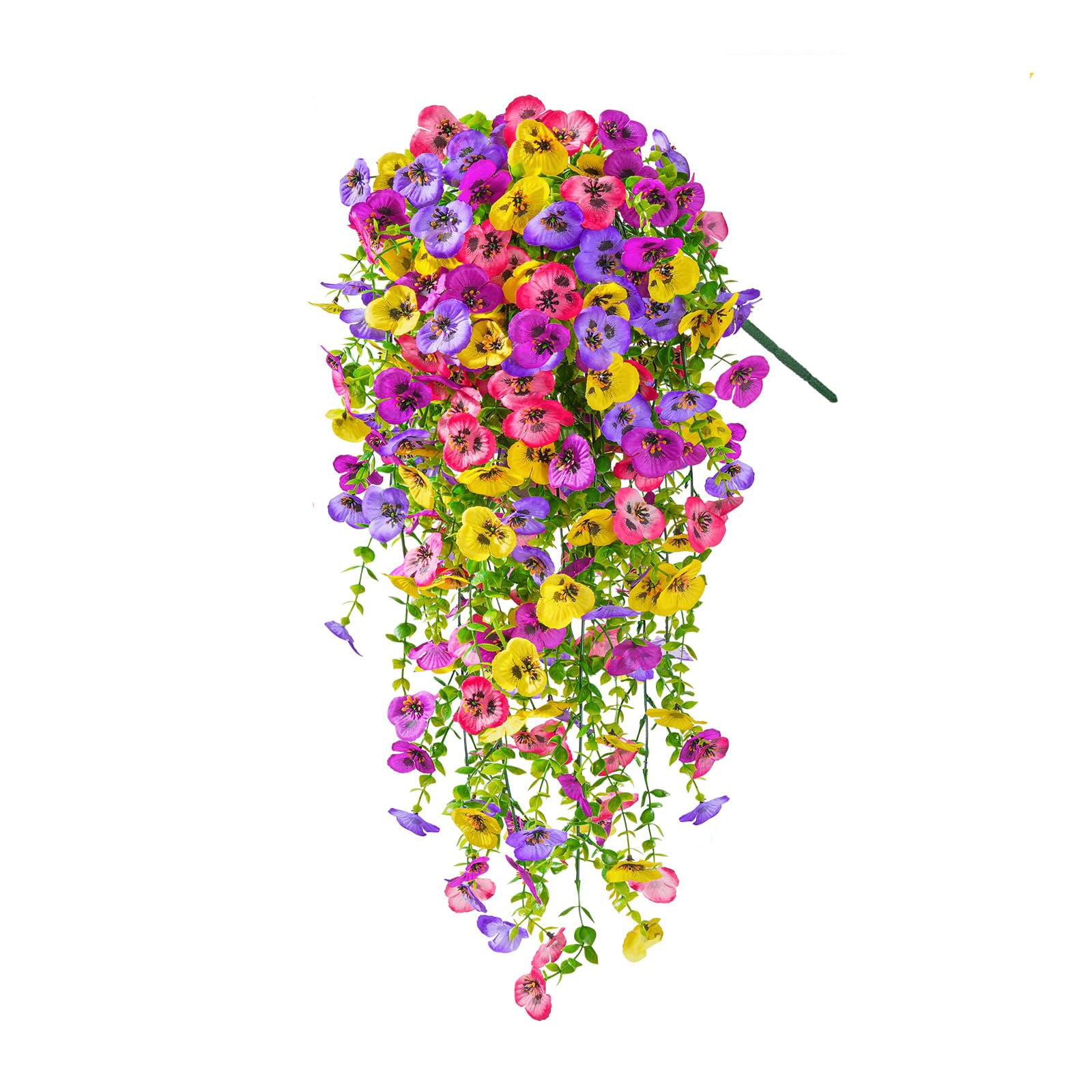 6 Pcs Artificial Hanging Flowers for Outdoors Morning Glory Artificial Flowers Spring Summer Decoration UV Resistant Fuchsia Faux Flowers for Outdoor Planters Front Door Porch, 29.53", Multicolor A