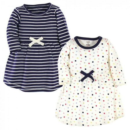 UPC: 0660168612219 | Touched by Nature Baby and Toddler Girl Organic Cotton Long-Sleeve Dresses 2pk Colorful Dot 0-3 Months